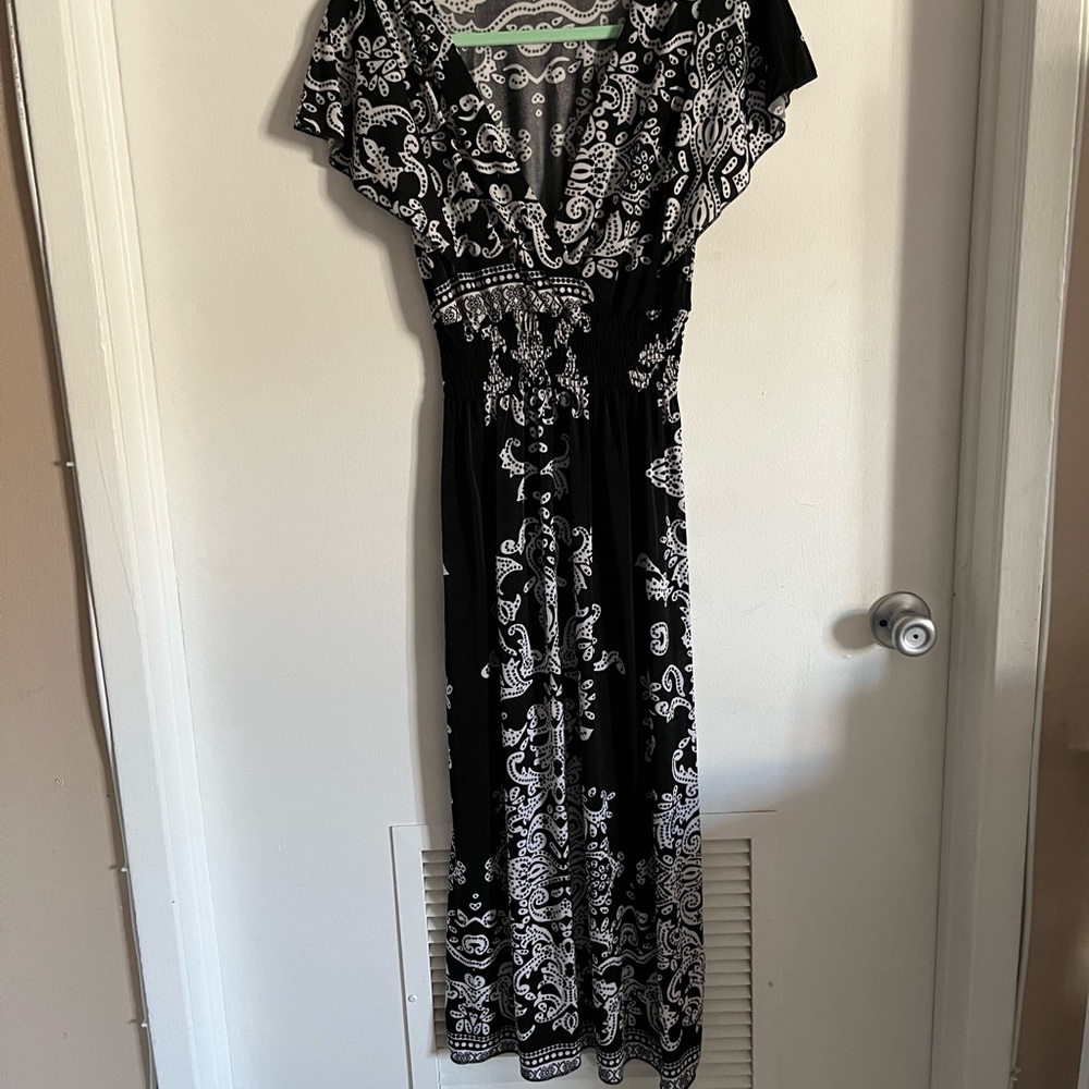 One size v neck maxi midi dress stretchy